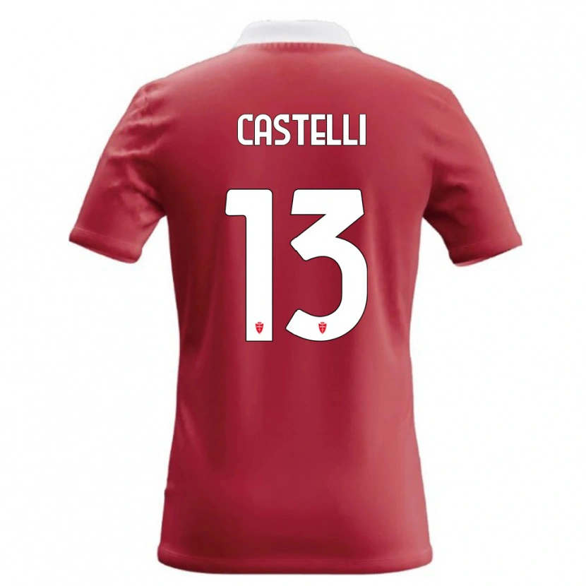 Danxen Criança Camisola Davide Castelli #13 Vermelho Branco Principal 2026/27 Camisa Brasil