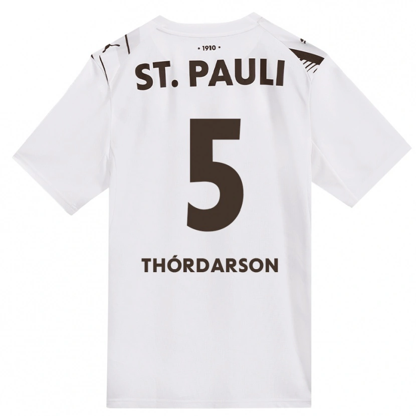 Danxen Criança Camisola Gísli Thórdarson #5 Café Branco Vermelho Alternativa 2026/27 Camisa Brasil
