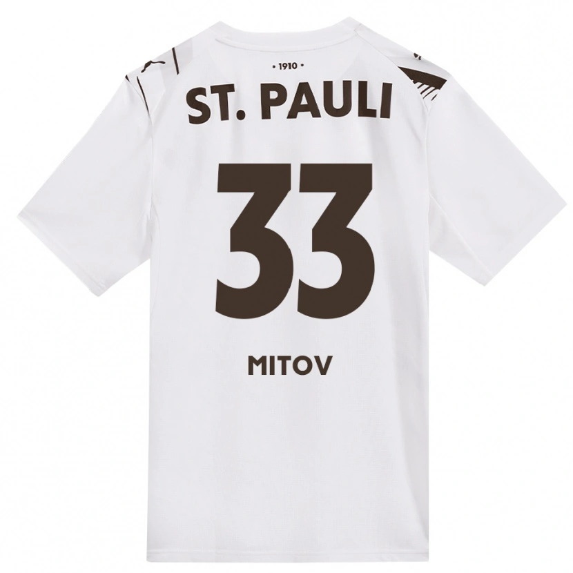 Danxen Criança Camisola Dimitar Mitov #33 Café Branco Vermelho Alternativa 2026/27 Camisa Brasil