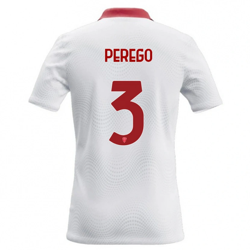 Danxen Criança Camisola Gregorio Perego #3 Branco Vermelho Alternativa 2026/27 Camisa Brasil