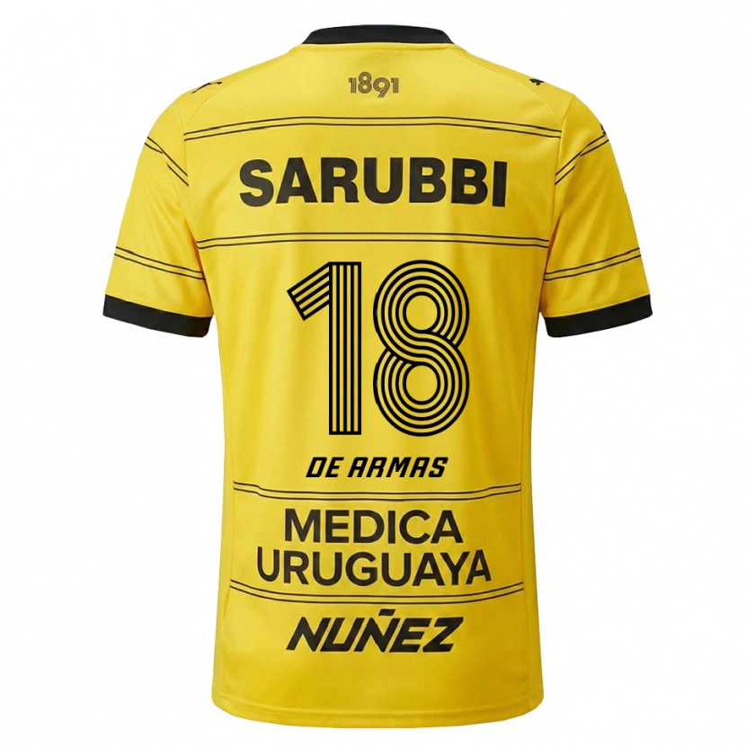 Danxen Criança Camisola Nahuel De Armas #18 Amarelo Preto Alternativa 2026/27 Camisa Brasil