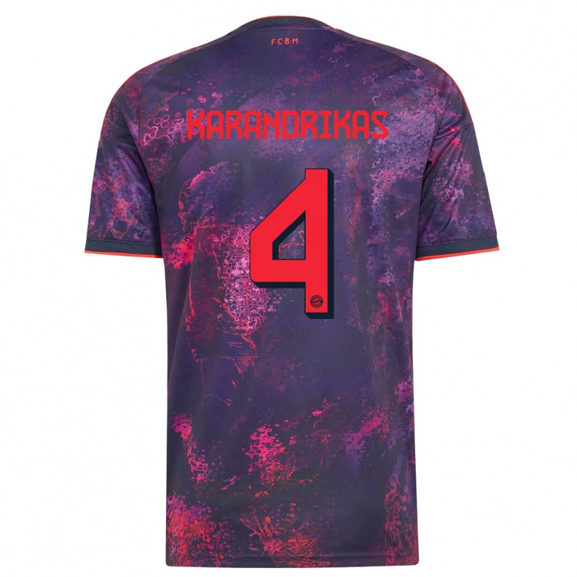 Danxen Criança Camisola Konstantinos Karandrikas #4 Vermelho Púrpura Terceiro 2026/27 Camisa Brasil