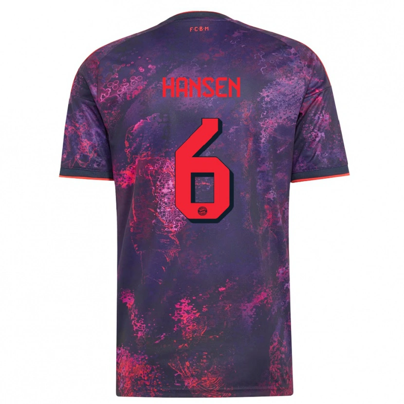 Danxen Criança Camisola Tuva Hansen #6 Vermelho Púrpura Terceiro 2026/27 Camisa Brasil