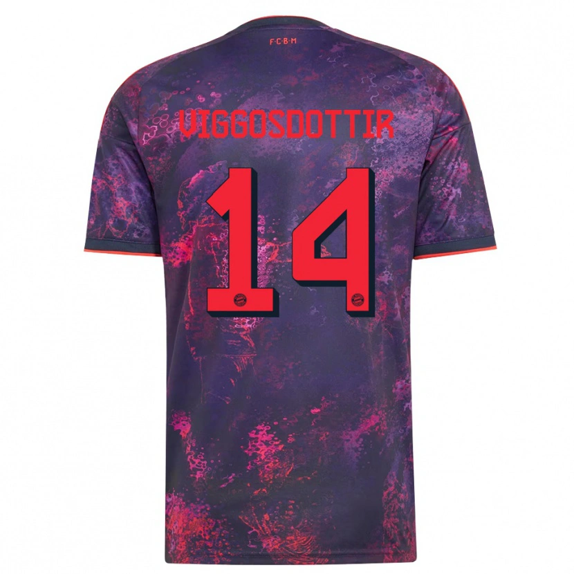 Danxen Criança Camisola Glodis Perla Viggosdottir #14 Vermelho Púrpura Terceiro 2026/27 Camisa Brasil