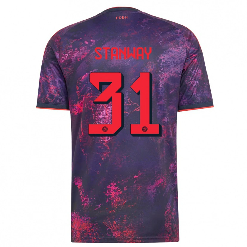 Danxen Criança Camisola Georgia Stanway #31 Vermelho Púrpura Terceiro 2026/27 Camisa Brasil