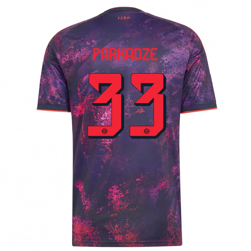 Danxen Criança Camisola Luka Parkadze #33 Vermelho Púrpura Terceiro 2026/27 Camisa Brasil