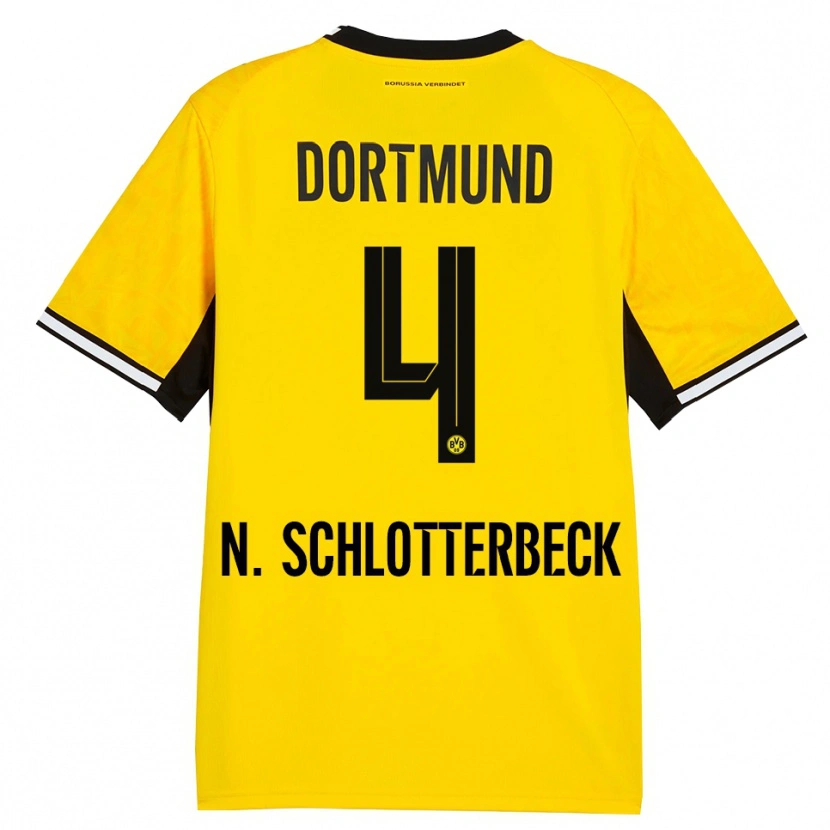 Danxen Homem Camisola Nico Schlotterbeck #4 Amarelo Preto Branco Principal 2026/27 Camisa Brasil