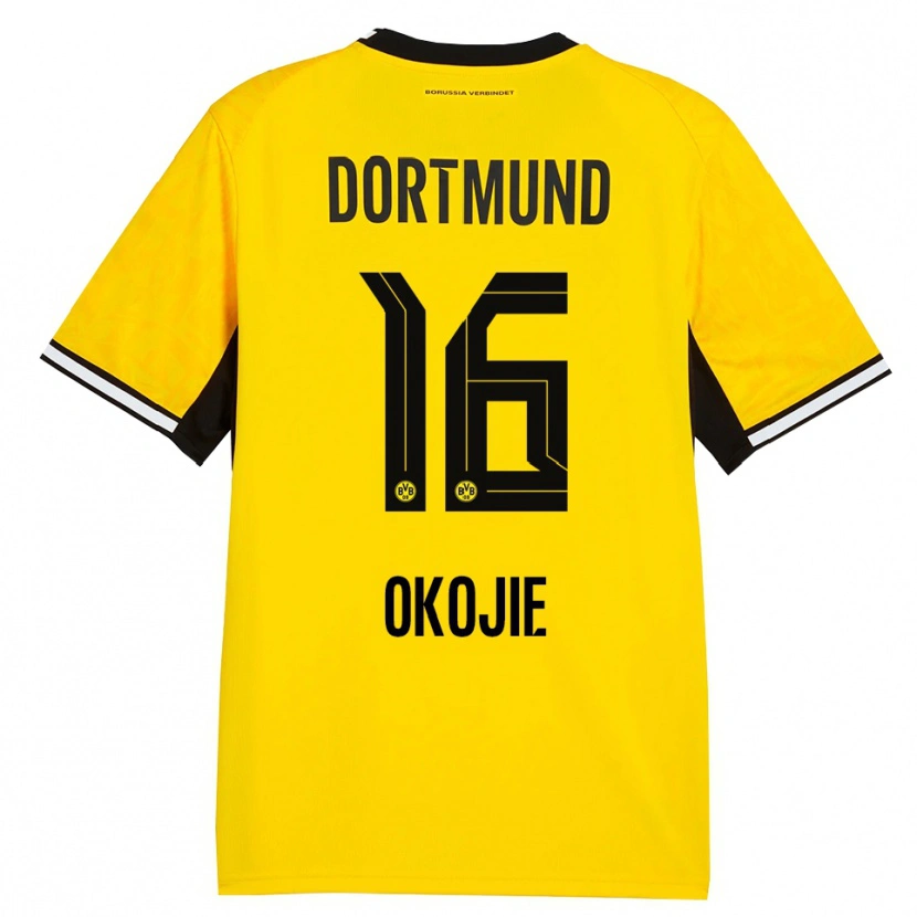 Danxen Homem Camisola Davis Okojie #16 Amarelo Preto Branco Principal 2026/27 Camisa Brasil