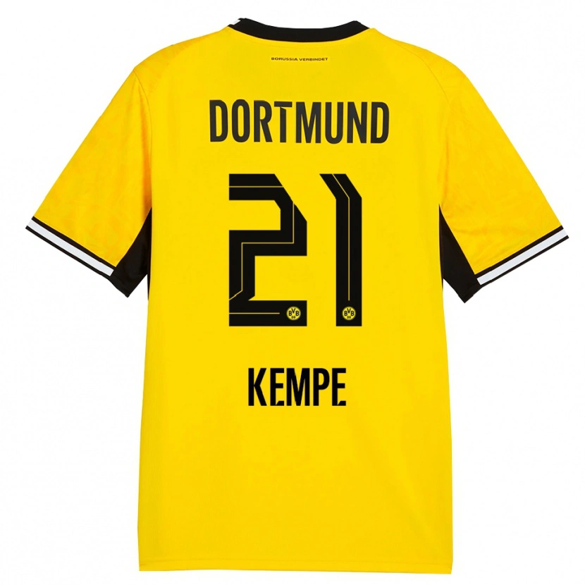 Danxen Homem Camisola Frederike Kempe #21 Amarelo Preto Branco Principal 2026/27 Camisa Brasil