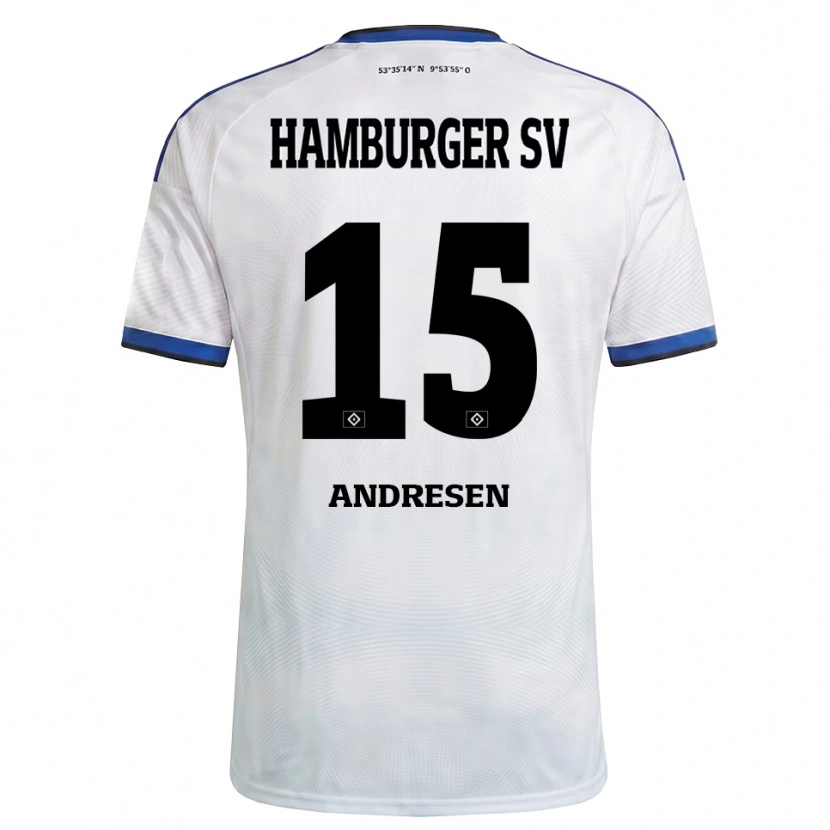 Danxen Homem Camisola Bent Andresen #15 Branco Preto Azul Principal 2026/27 Camisa Brasil