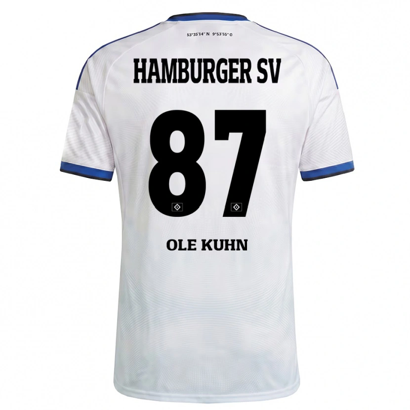 Danxen Homem Camisola Niklas Ole Kühn #87 Branco Preto Azul Principal 2026/27 Camisa Brasil