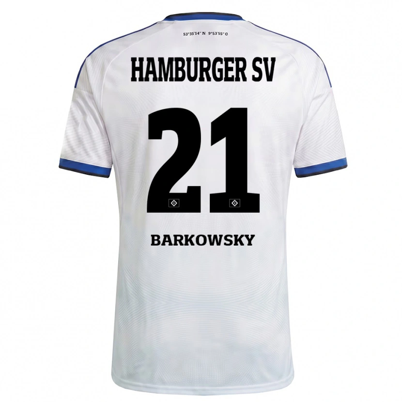 Danxen Mulher Camisola Finn Barkowsky #21 Branco Preto Azul Principal 2026/27 Camisa Brasil