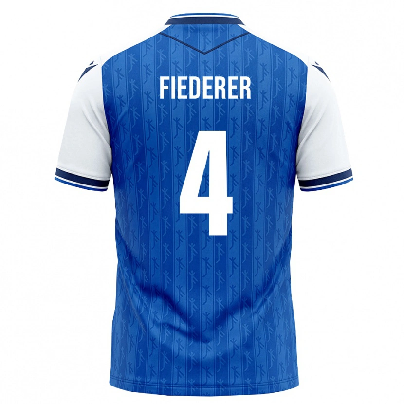 Danxen Mulher Camisola Tom Fiederer #4 Azul Real Branco Principal 2026/27 Camisa Brasil