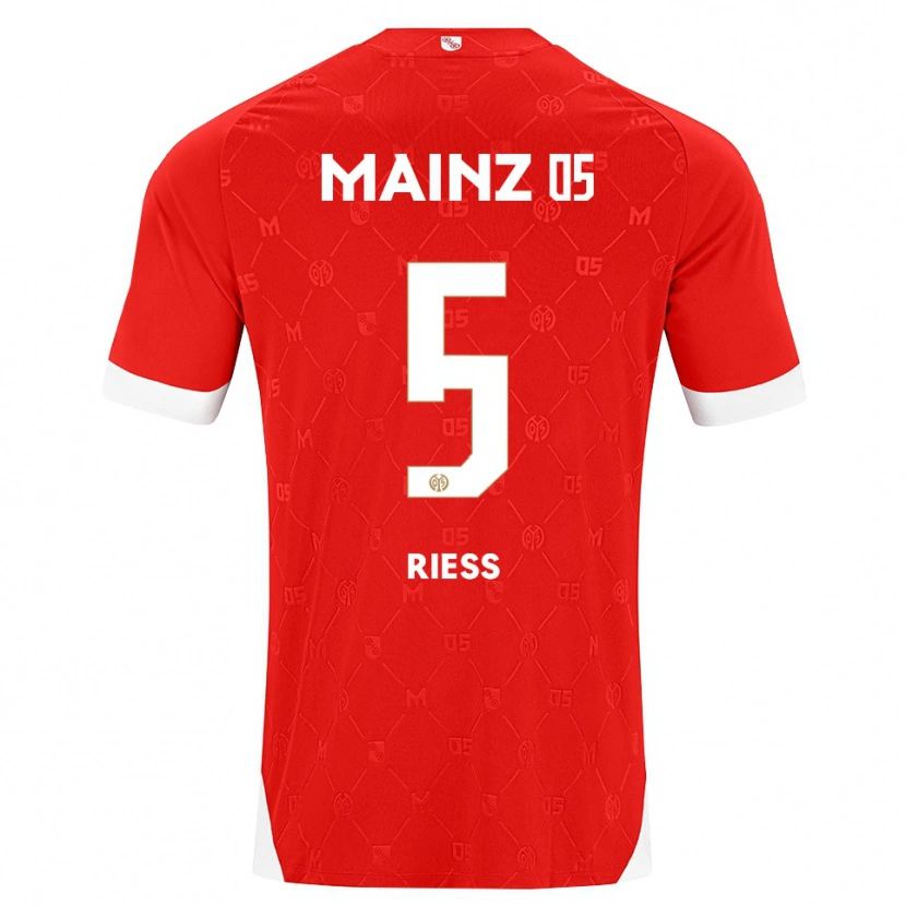 Danxen Mulher Camisola Fabian Rieß #5 Vermelho Branco Principal 2026/27 Camisa Brasil