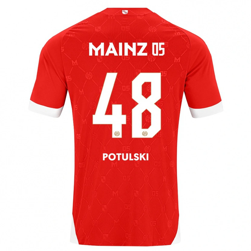 Danxen Mulher Camisola Kacper Potulski #48 Vermelho Branco Principal 2026/27 Camisa Brasil