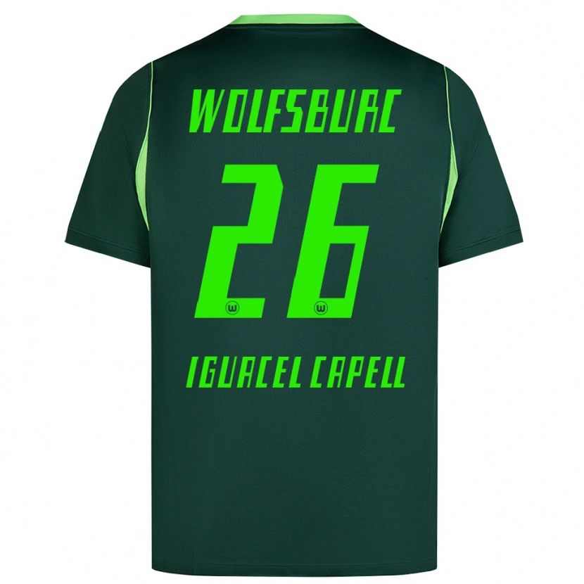 Danxen Mulher Camisola Diego Iguacel Capell #26 Verde Escuro Branco Principal 2026/27 Camisa Brasil