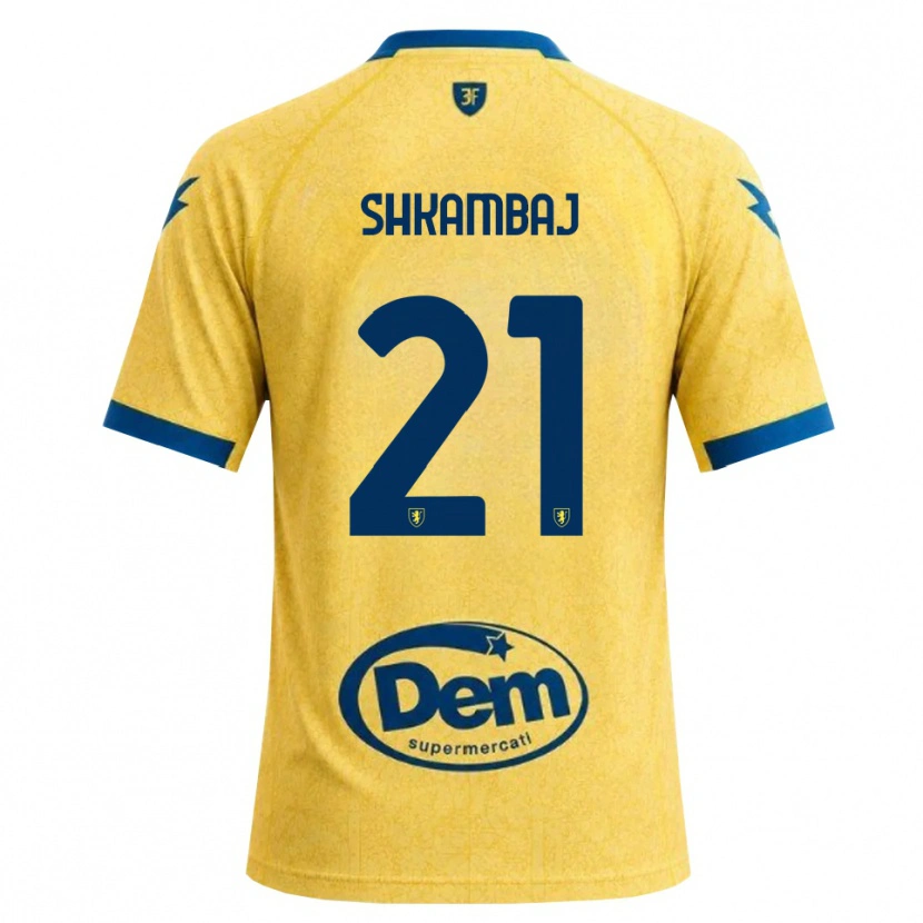 Danxen Mulher Camisola Ardit Shkambaj #21 Caqui Preto Azul Principal 2026/27 Camisa Brasil