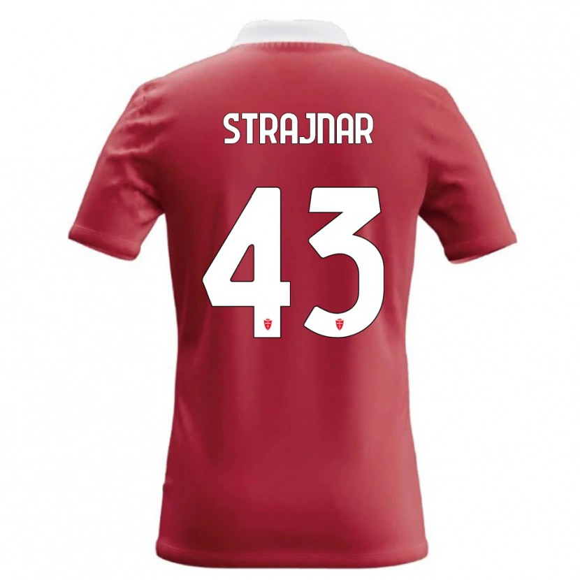 Danxen Mulher Camisola Aljaz Strajnar #43 Vermelho Branco Principal 2026/27 Camisa Brasil