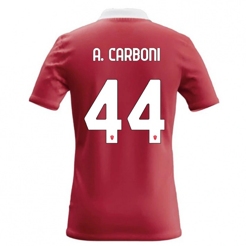 Danxen Mulher Camisola Andrea Carboni #44 Vermelho Branco Principal 2026/27 Camisa Brasil