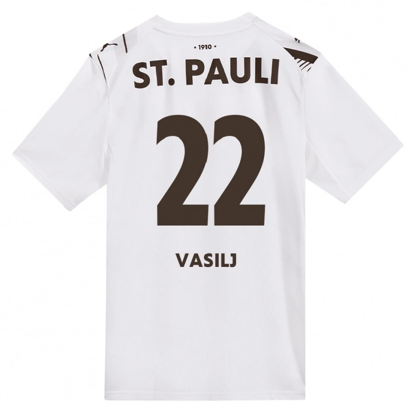 Danxen Mulher Camisola Nikola Vasilj #22 Café Branco Vermelho Alternativa 2026/27 Camisa Brasil