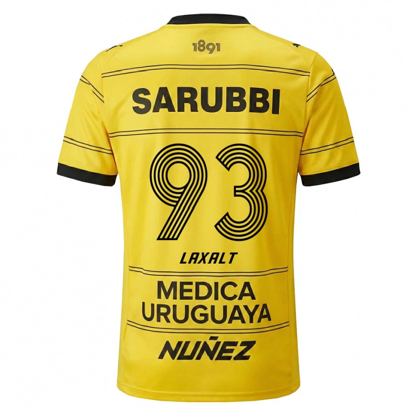 Danxen Mulher Camisola Diego Laxalt #93 Amarelo Preto Alternativa 2026/27 Camisa Brasil
