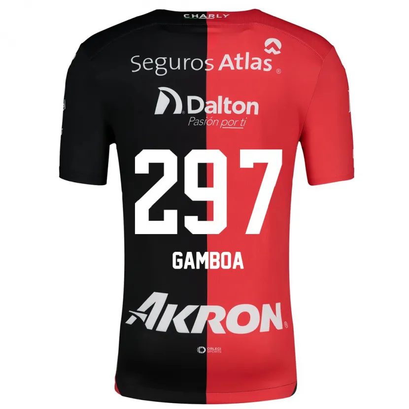 Danxen Criança Camisola Luis Gamboa #297 Vermelho Preto Principal 2024/25 Camisa Brasil
