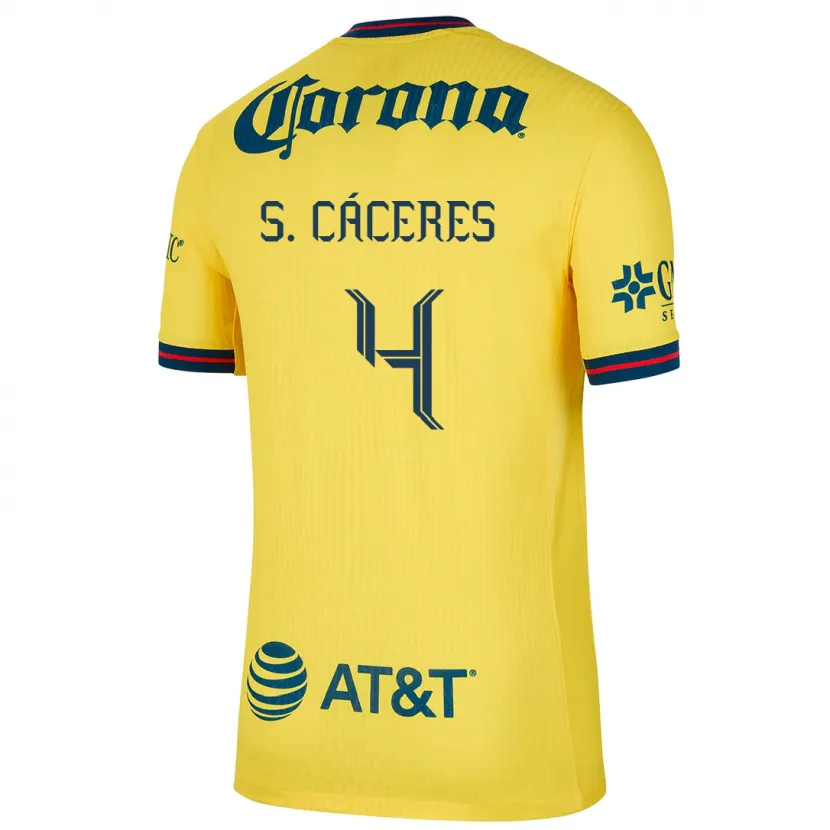 Danxen Criança Camisola Sebastián Cáceres #4 Amarelo Azul Principal 2024/25 Camisa Brasil
