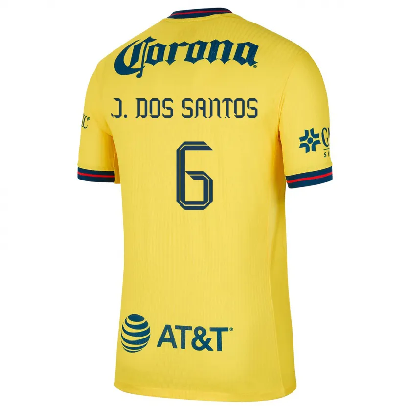 Danxen Criança Camisola Jonathan Dos Santos #6 Amarelo Azul Principal 2024/25 Camisa Brasil