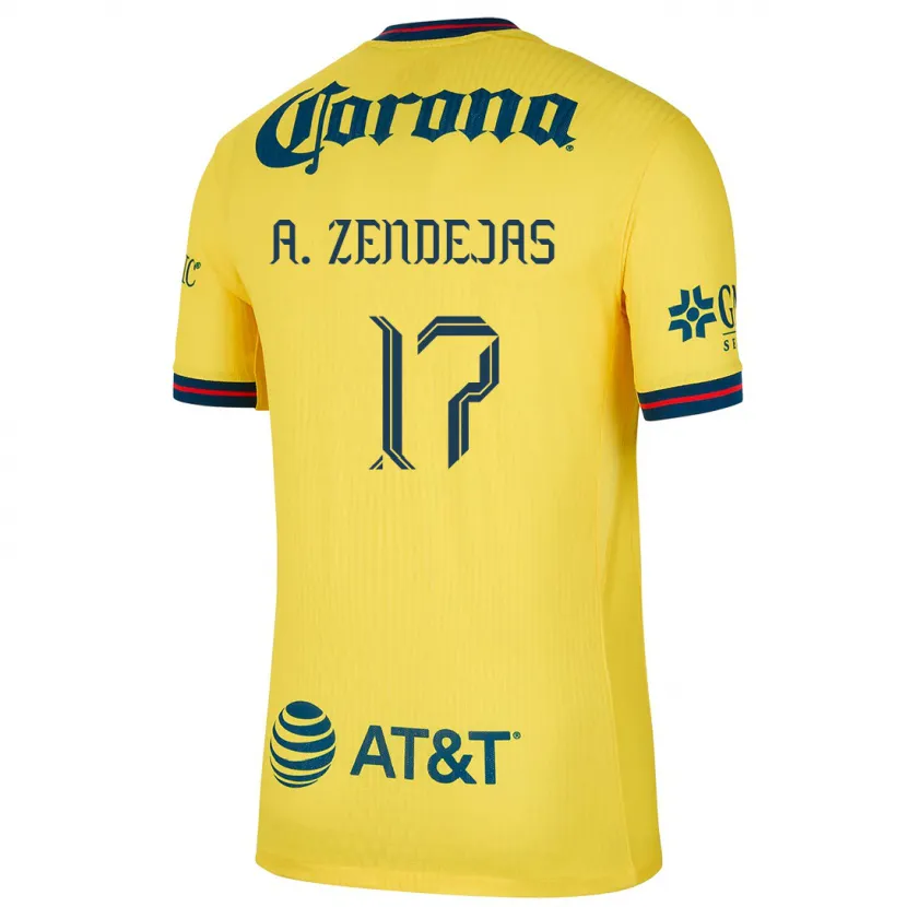 Danxen Criança Camisola Álex Zendejas #17 Amarelo Azul Principal 2024/25 Camisa Brasil
