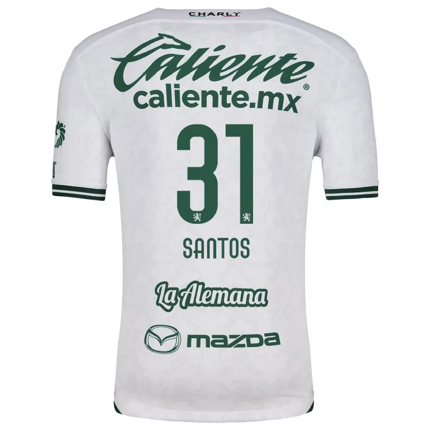 Danxen Criança Camisola Sebastián Santos #31 Branco Verde Alternativa 2024/25 Camisa Brasil