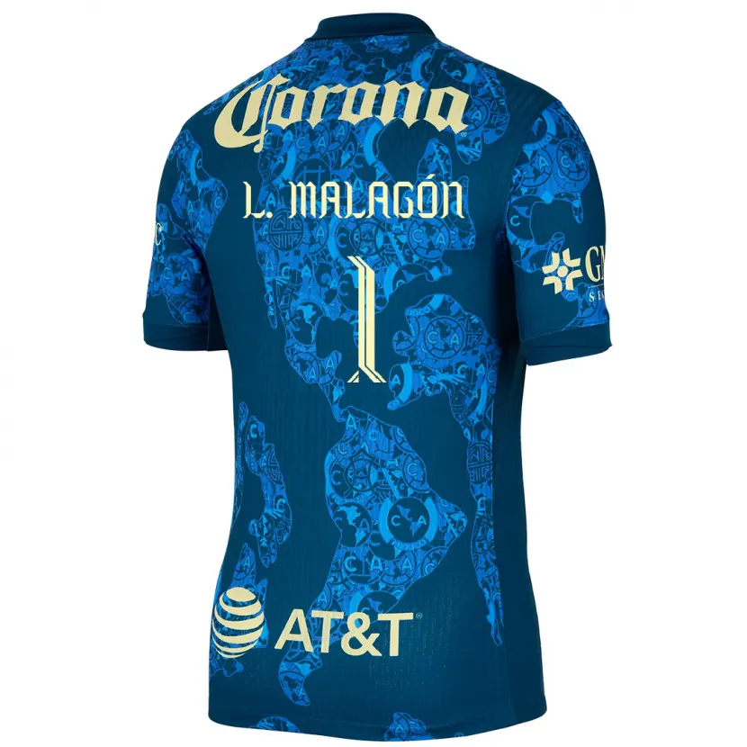 Danxen Criança Camisola Luis Malagón #1 Azul Amarelo Alternativa 2024/25 Camisa Brasil
