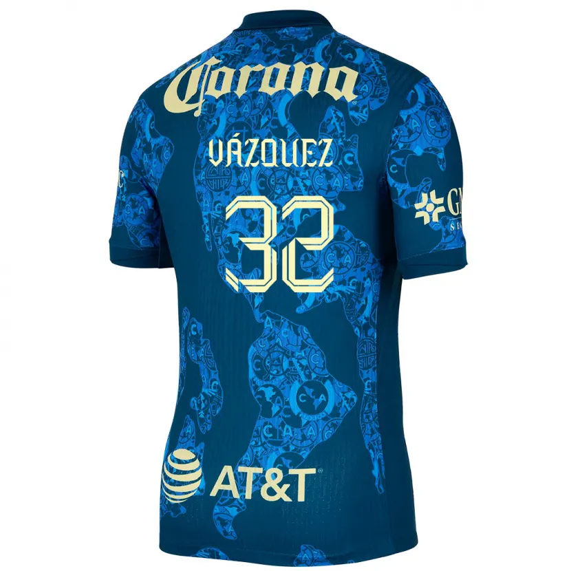 Danxen Criança Camisola Miguel Vázquez #32 Azul Amarelo Alternativa 2024/25 Camisa Brasil