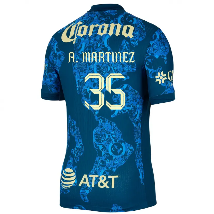 Danxen Criança Camisola Arturo Martínez #35 Azul Amarelo Alternativa 2024/25 Camisa Brasil