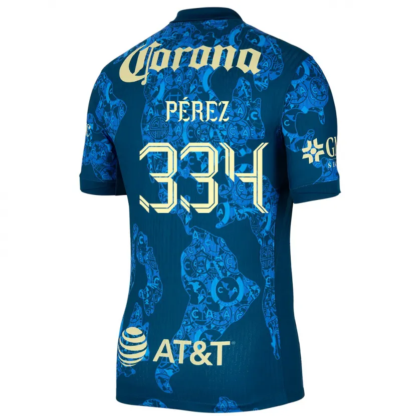 Danxen Criança Camisola Diego Pérez #334 Azul Amarelo Alternativa 2024/25 Camisa Brasil