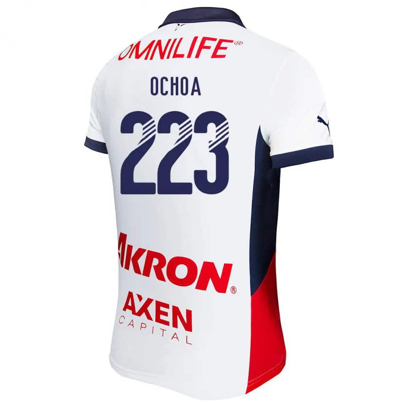 Danxen Homem Camisola Diego Ochoa #223 Branco Vermelho Azul Alternativa 2024/25 Camisa Brasil