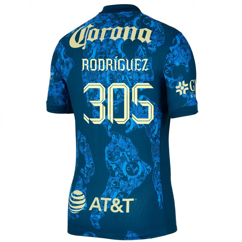 Danxen Homem Camisola Bryan Rodríguez #305 Azul Amarelo Alternativa 2024/25 Camisa Brasil