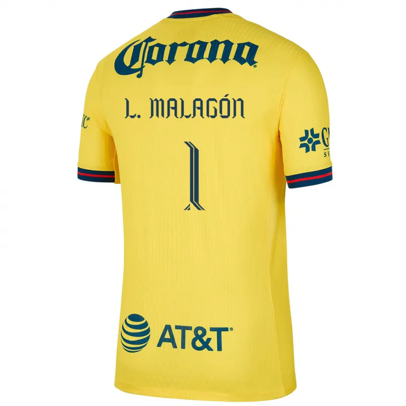 Danxen Mulher Camisola Luis Malagón #1 Amarelo Azul Principal 2024/25 Camisa Brasil