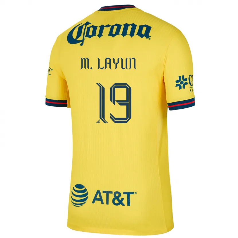 Danxen Mulher Camisola Miguel Layún #19 Amarelo Azul Principal 2024/25 Camisa Brasil