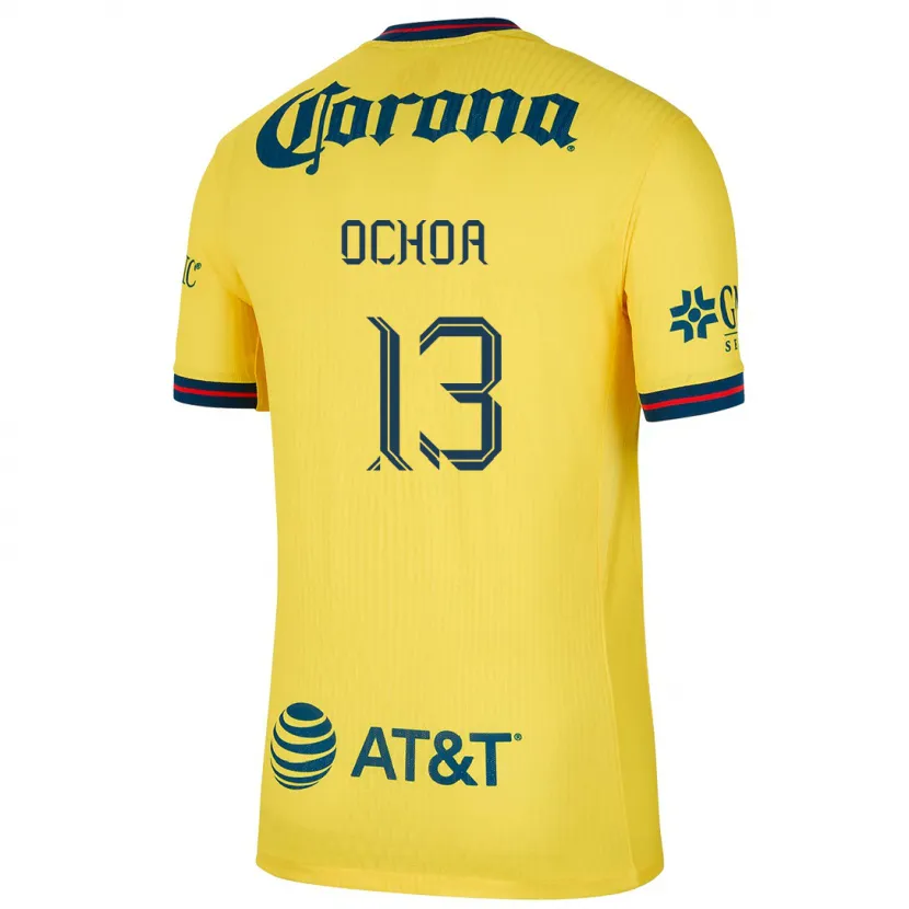 Danxen Mulher Camisola Guillermo Ochoa #13 Amarelo Azul Principal 2024/25 Camisa Brasil