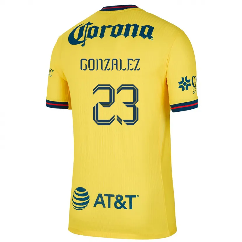 Danxen Mulher Camisola Itzel Gonzalez #23 Amarelo Azul Principal 2024/25 Camisa Brasil