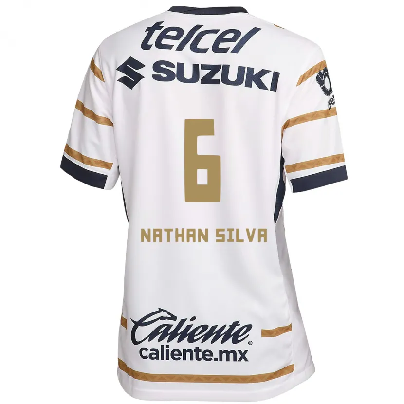 Danxen Criança Camisola Nathan Silva #6 Obsidiana Branca Principal 2024/25 Camisa Brasil