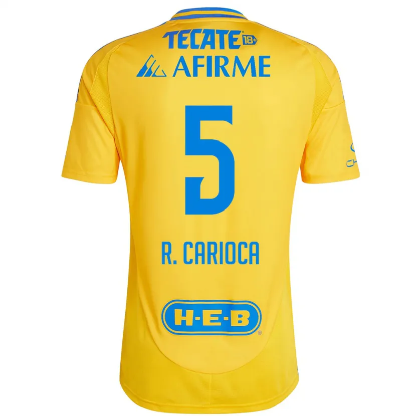 Danxen Criança Camisola Rafael Carioca #5 Ouro Amarelo Principal 2024/25 Camisa Brasil