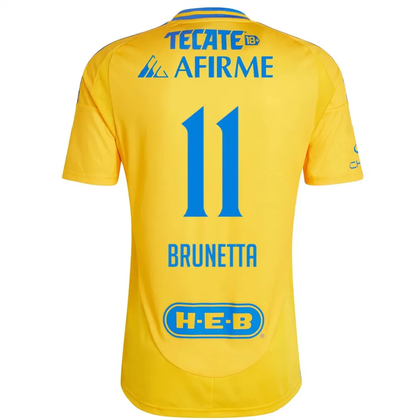 Danxen Criança Camisola Juan Brunetta #11 Ouro Amarelo Principal 2024/25 Camisa Brasil