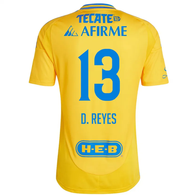 Danxen Criança Camisola Diego Reyes #13 Ouro Amarelo Principal 2024/25 Camisa Brasil