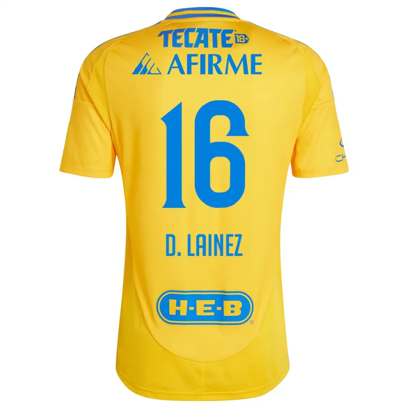 Danxen Criança Camisola Diego Lainez #16 Ouro Amarelo Principal 2024/25 Camisa Brasil