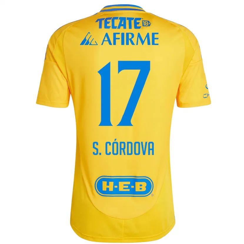 Danxen Criança Camisola Sebastián Córdova #17 Ouro Amarelo Principal 2024/25 Camisa Brasil