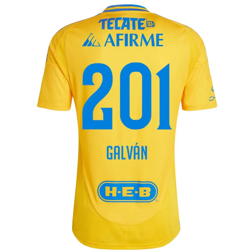 Danxen Criança Camisola Isac Galván #201 Ouro Amarelo Principal 2024/25 Camisa Brasil