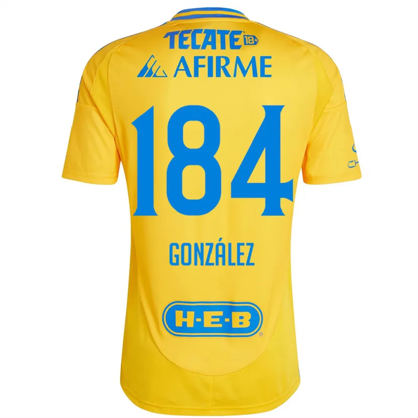 Danxen Criança Camisola Erick González #184 Ouro Amarelo Principal 2024/25 Camisa Brasil