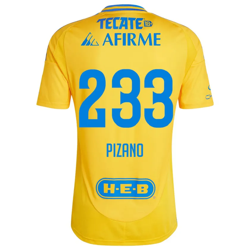 Danxen Criança Camisola Juan Pizano #233 Ouro Amarelo Principal 2024/25 Camisa Brasil
