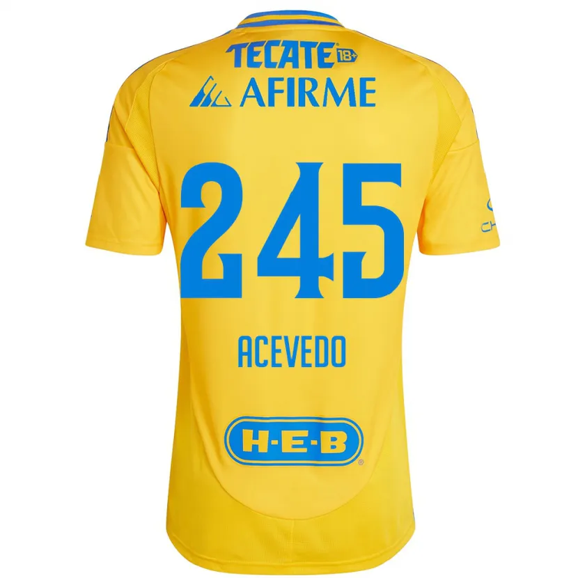 Danxen Criança Camisola Kevin Acevedo #245 Ouro Amarelo Principal 2024/25 Camisa Brasil